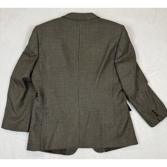 VINTAGE Tweed Sport Coat Blazer Beige Black Lambs Wool Andre Vachon 42S Short - Picture 3 of 13